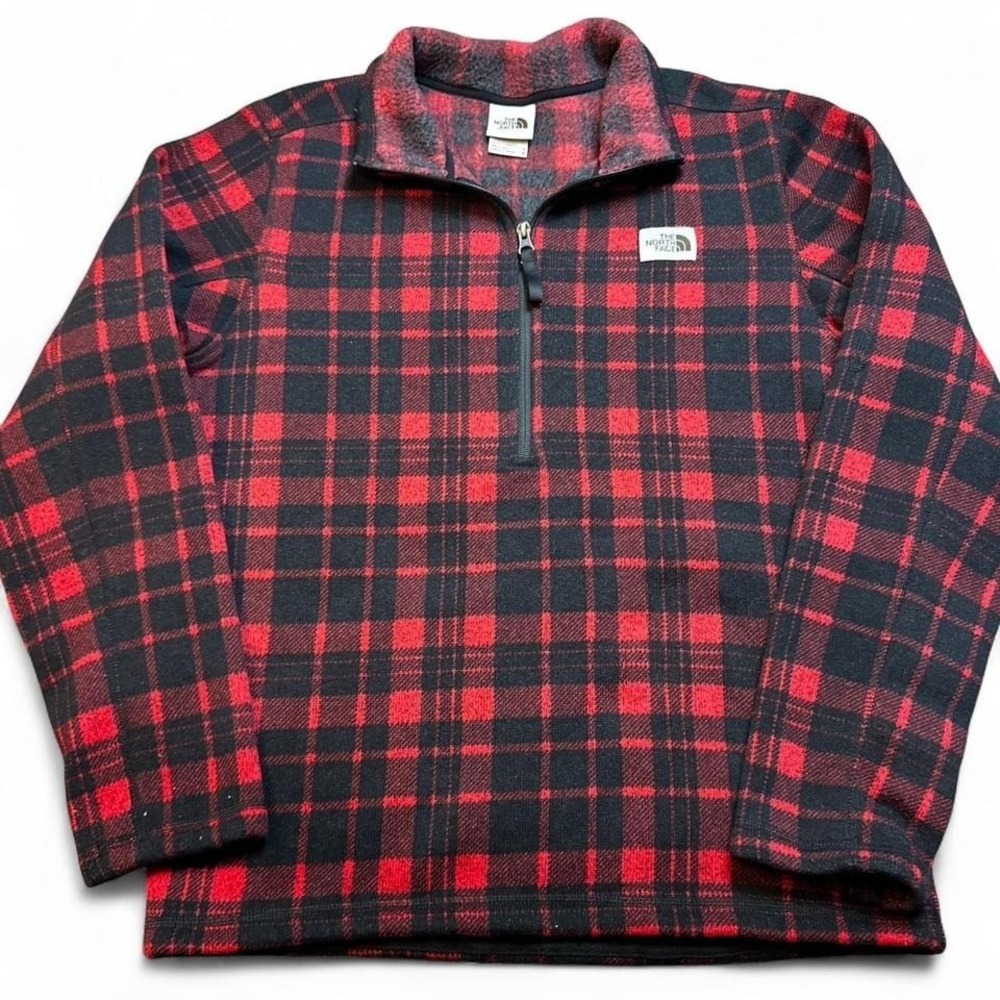 The North Face Fleece Mens Medium Leo Gordon Lyon‎ 1/4 Zip Jacket Plaid - Picture 2 of 5
